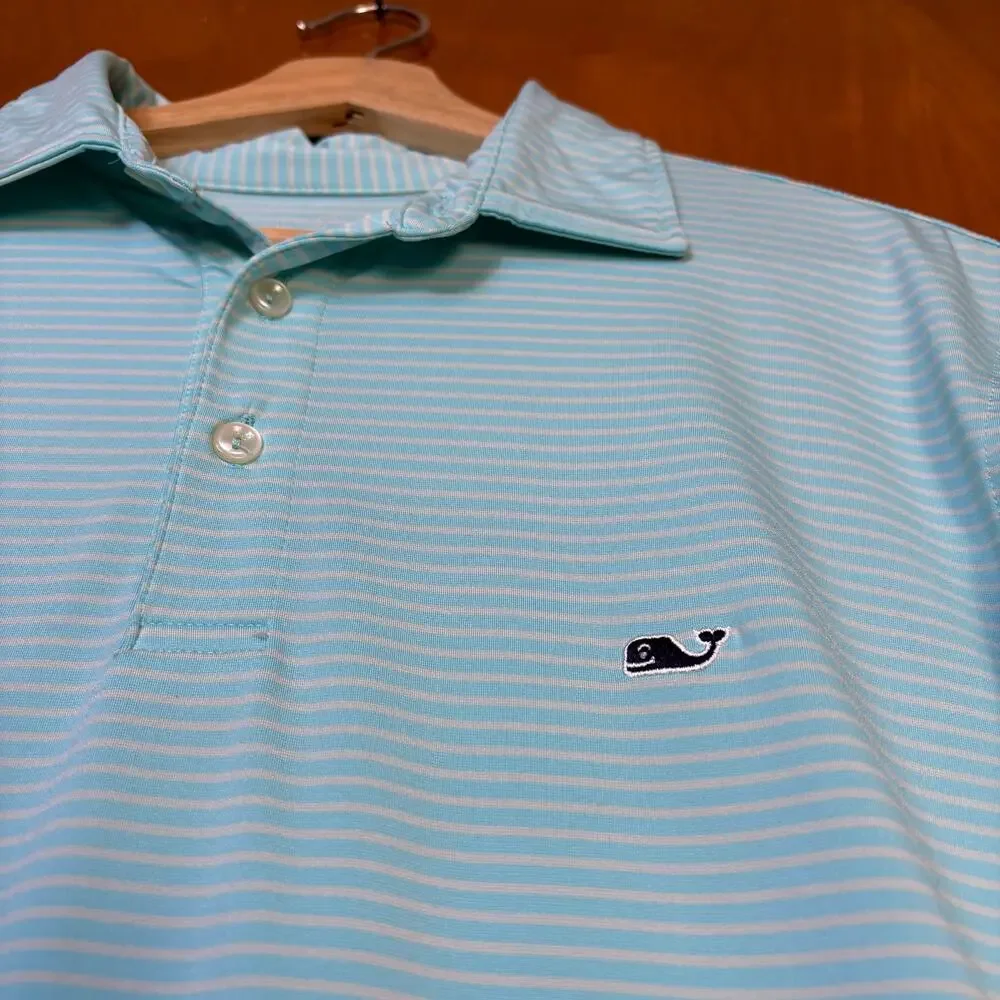 Vineyard Vines Performance Golf Bradley Stripe Sankaty Polo Medium Preppy Travel